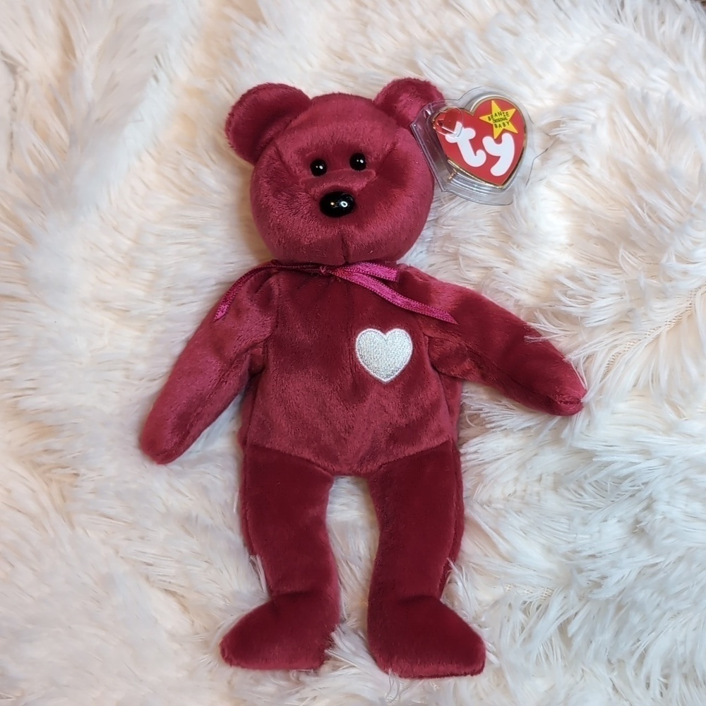 TY Beanie Babies VALENTINA Bear retired vintage stuffed animal toy BD 2-14-98